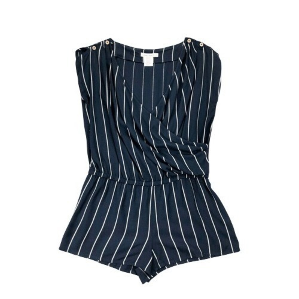 Silence + Noise Black Striped Sleeveless‎ Romper Size Small